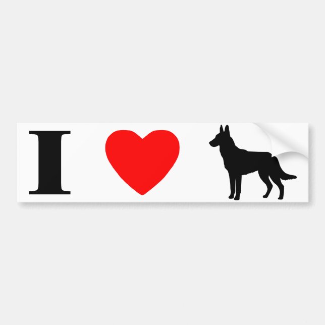 I Love Malinois Bumper Sticker (Front)