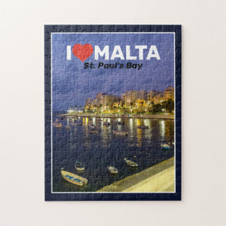 I Love Malta St.Paul's Bay By Night Mediterranean Jigsaw Puzzle