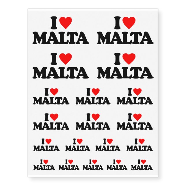 I LOVE MALTA TEMPORARY TATTOOS (Front)