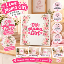 I Love Mama Girl Pink Floral Baby Shower Card – Sw