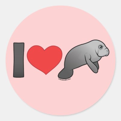 I Love Manatees Classic Round Sticker