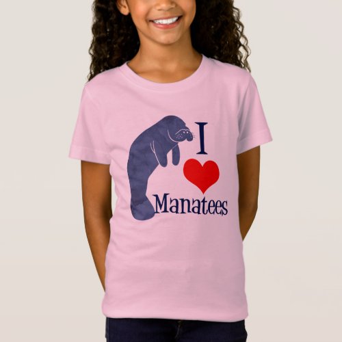 I Love Manatees Cute Beach Kids T_Shirt