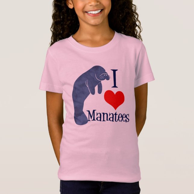 I Love Manatees Cute Beach Kids T-Shirt (Front)