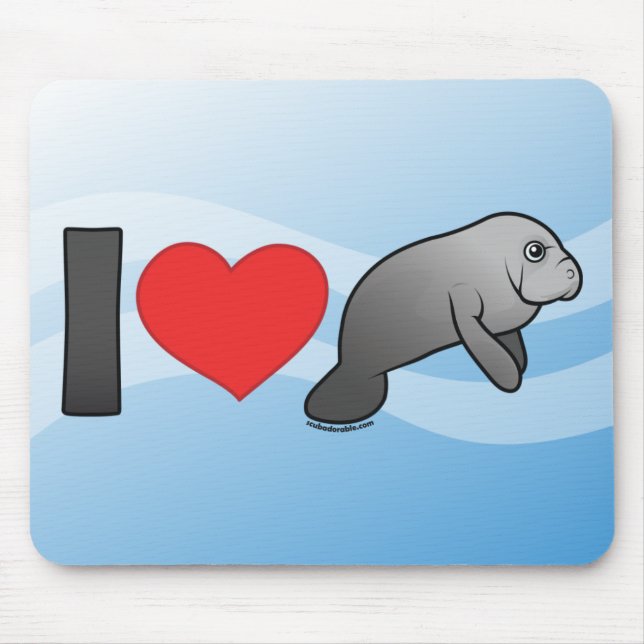 I Love Manatees Mouse Pad (Front)