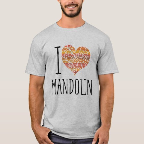 I Love Mandolin Orange Mandala Heart T_Shirt