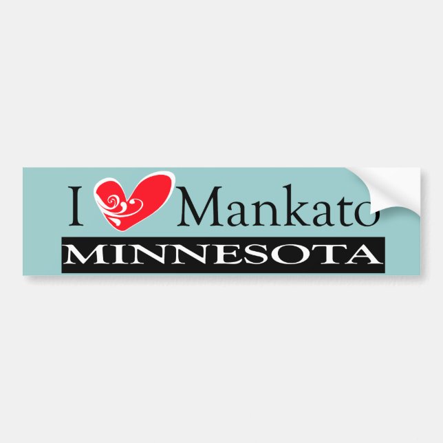 I Love Mankato Minnesota Bumper Sticker (Front)