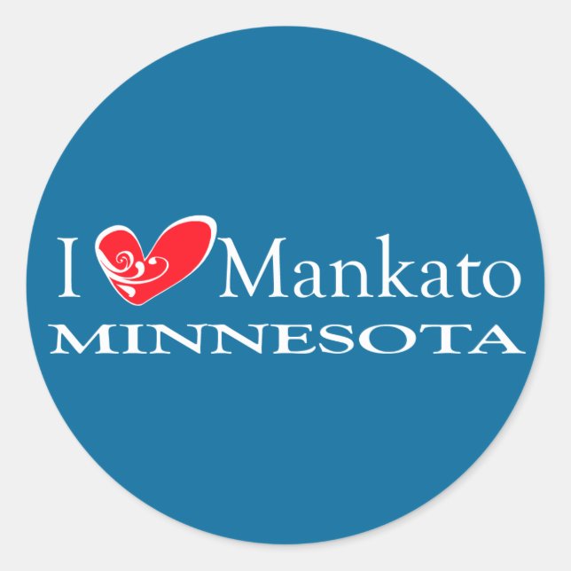 I Love Mankato Minnesota Classic Round Sticker (Front)