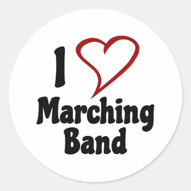 I Love Marching Band Classic Round Sticker (Front)