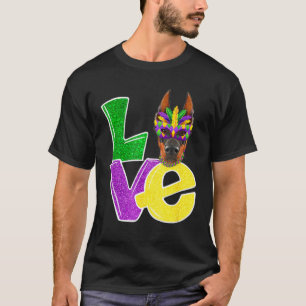 I Love Mardi Gras Costume Doberman Dog Puppy T-Shirt