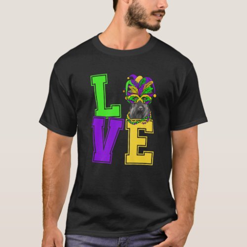 I Love Mardi Gras Costume Funny Schnauzer Dog Part T_Shirt