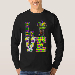 I Love Mardi Gras Doberman Dog Funny Mask Festival T-Shirt