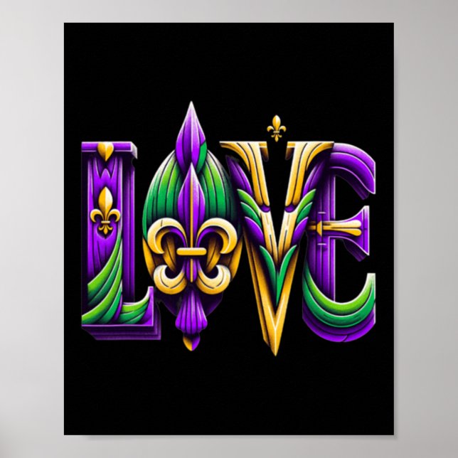 I Love Mardi Gras For Girls Kids  Poster (Front)