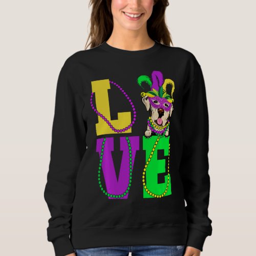 I Love Mardi Gras Funny Labrador Dog Mask Costume Sweatshirt