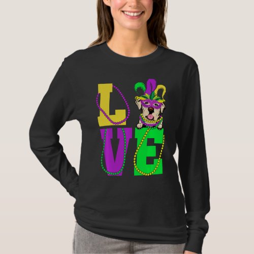 I Love Mardi Gras Funny Labrador Dog Mask Costume T_Shirt