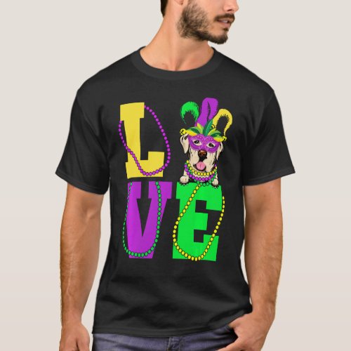I Love Mardi Gras Funny Labrador Dog Mask Costume T_Shirt
