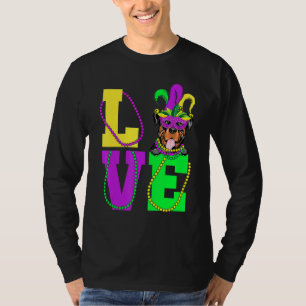 I Love Mardi Gras Funny Rottweiler Dog Mask Costum T-Shirt