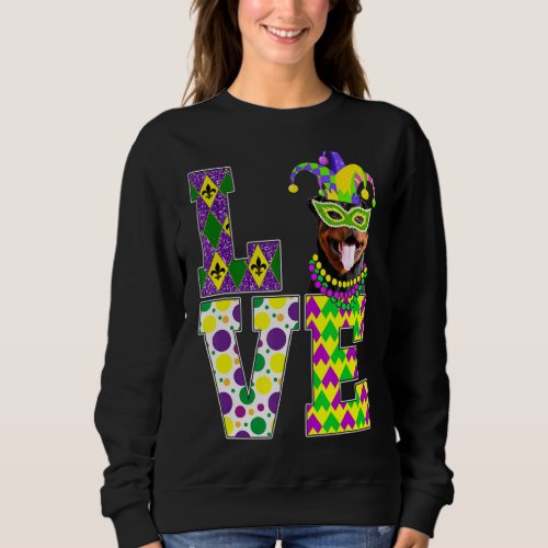 I Love Mardi Gras Rottweiler Dog Funny Mask Festiv Sweatshirt