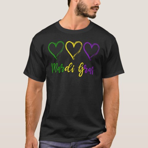 I Love Mardi Gras Three Hearts For Mardi Gras Ma T_Shirt