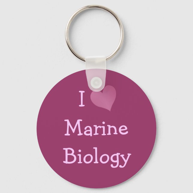 I Love Marine Biology Keychain (Front)