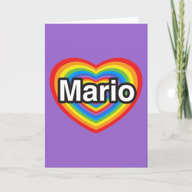 I love Mario. I love you Mario. Heart Card (Front)