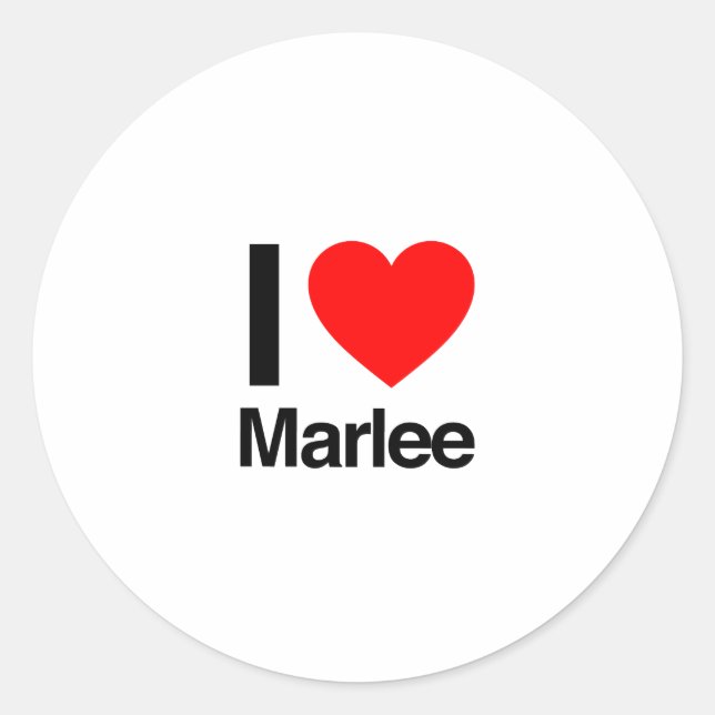 i love marlee classic round sticker (Front)