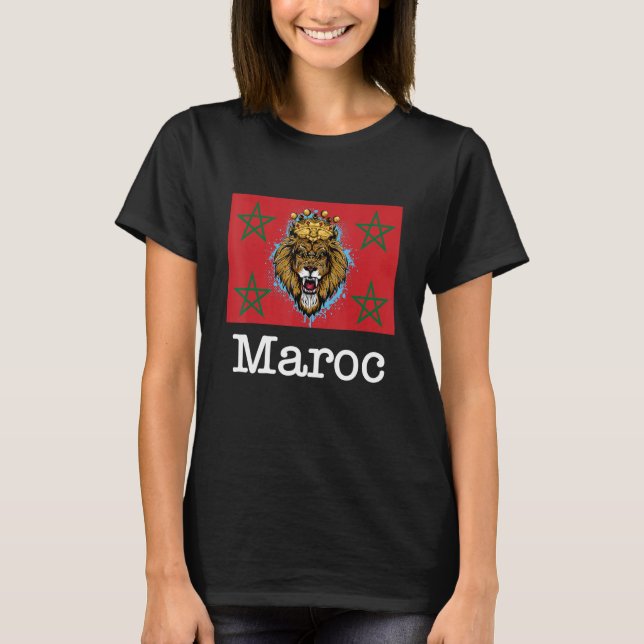 I Love Maroc Cool Morocco Lions Illustration Graph T-Shirt (Front)