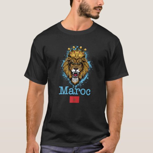 I Love Maroc Cool Morocco Lions Morocco Flag Illus T_Shirt