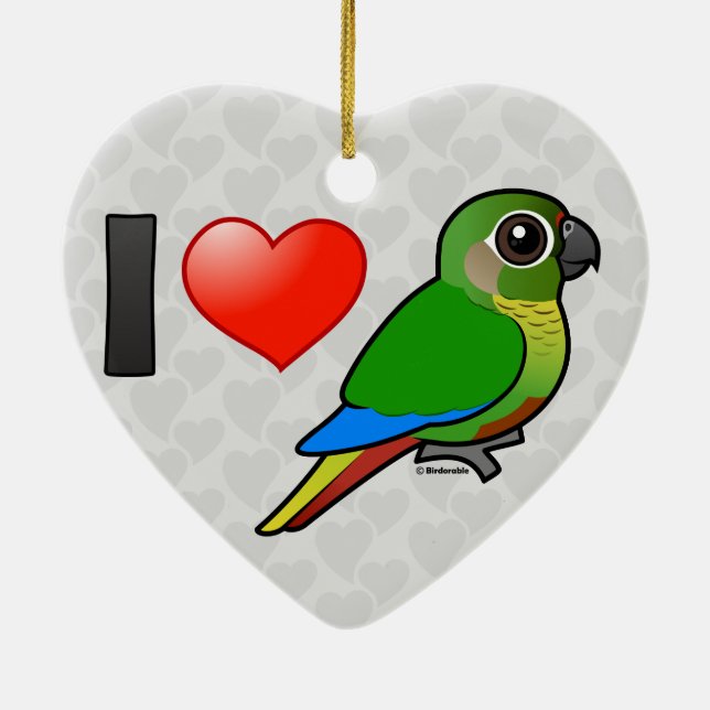 I Love Maroon-bellied Conures Ceramic Ornament (Back)