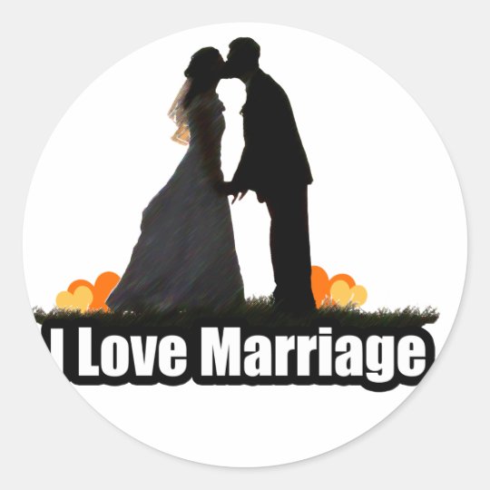 I Love Marriage Kiss the Bride Classic Round Sticker