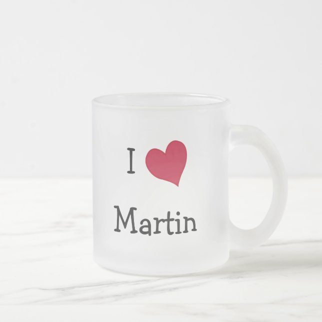 I Love Martin Frosted Glass Coffee Mug (Right)