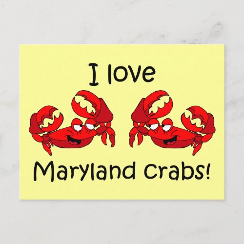 I love maryland crabs postcard