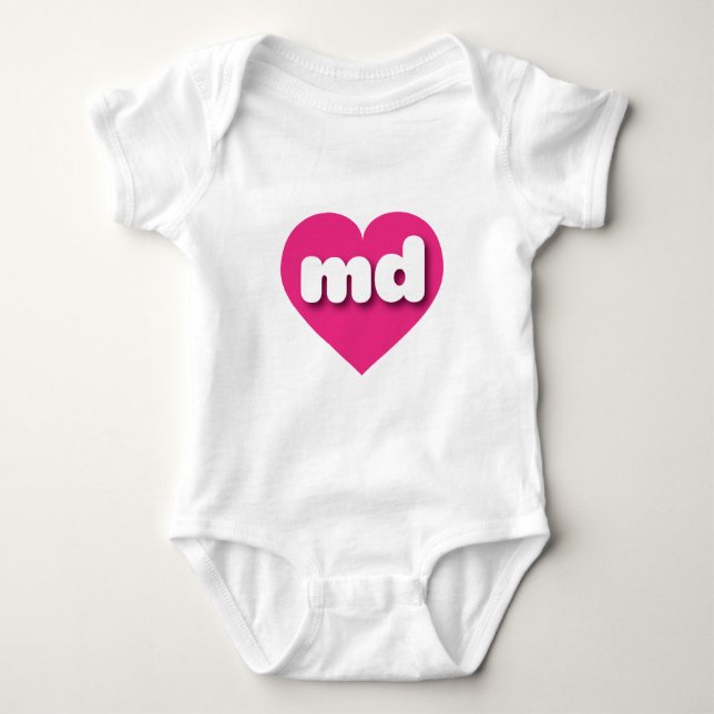 I love Maryland - md hot pink heart Baby Bodysuit (Front)