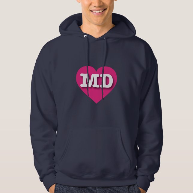 I love Maryland - MD hot pink heart Hoodie (Front)