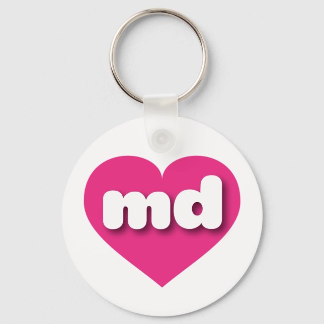 I love Maryland - md hot pink heart Keychain (Front)