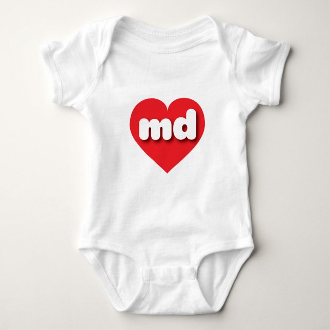 I love Maryland - MD pink fade heart Baby Bodysuit (Front)