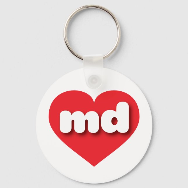 I love Maryland - MD pink fade heart Keychain (Front)
