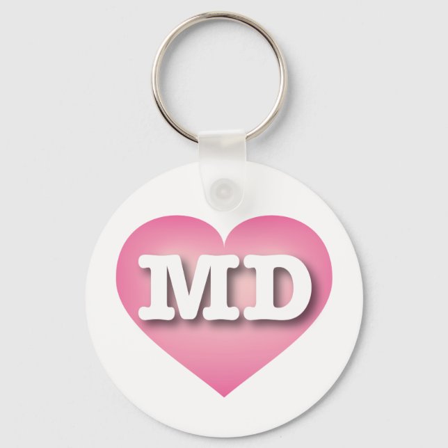I love Maryland - MD pink fade heart Keychain (Front)