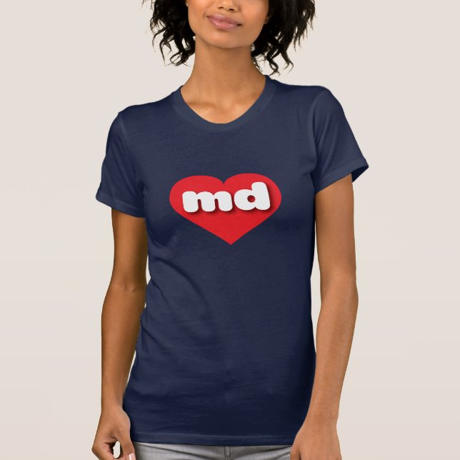 I love Maryland - MD pink fade heart T-Shirt (Front)