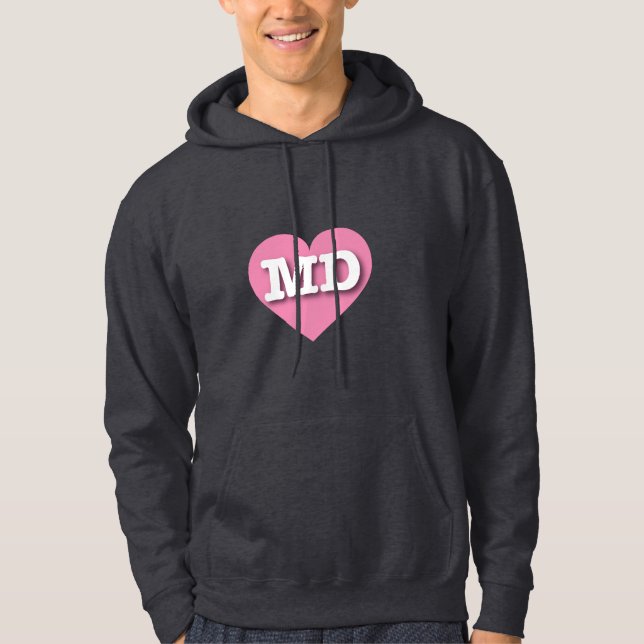 I love Maryland - MD pink heart Hoodie (Front)