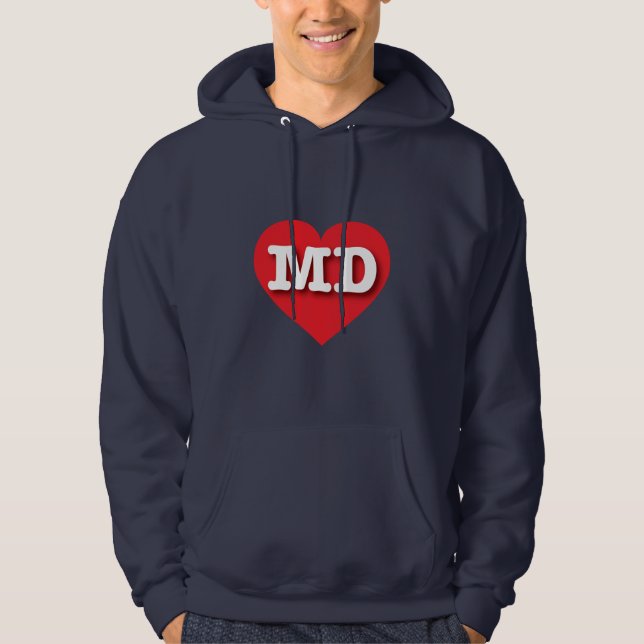 I love Maryland - MD red heart Hoodie (Front)