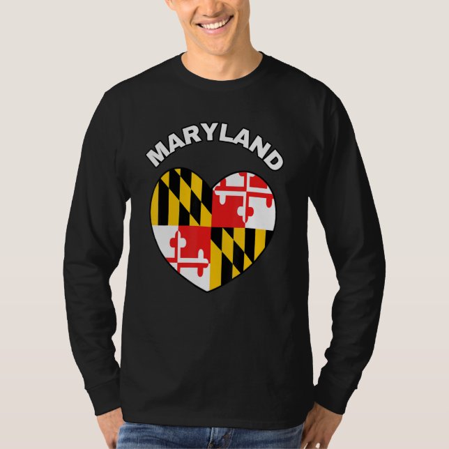 I Love Maryland MD State Flag Heart Baltimore Hon  T-Shirt (Front)