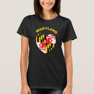 I Love Maryland MD State Flag Heart Baltimore Hon T-Shirt