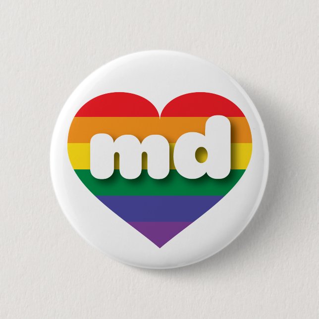 I Love Maryland Rainbow Heart Button (Front)