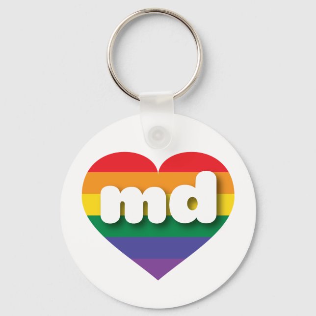 I Love Maryland Rainbow Heart Keychain (Front)