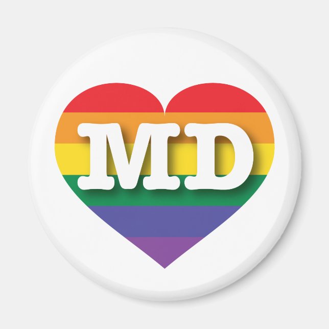 I Love Maryland Rainbow Heart Magnet (Front)