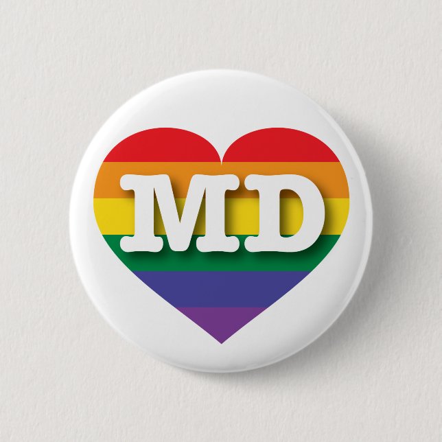 I Love Maryland Rainbow Heart Pinback Button (Front)