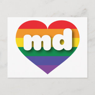 I Love Maryland Rainbow Heart Postcard