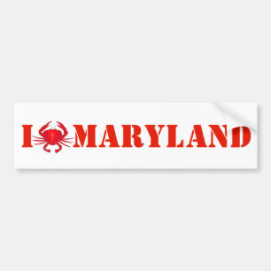I Love Maryland Red Crab Baltimore Chesapeake Bay  Bumper Sticker