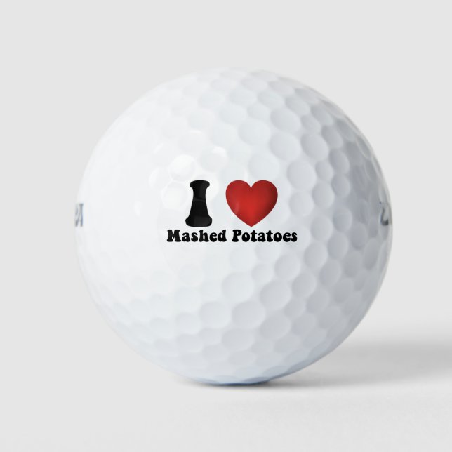 I Love Mashed Potatoes Thanksgiving Dinner Gift Golf Balls (Front)