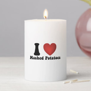 I Love Mashed Potatoes Thanksgiving Dinner Gift Pillar Candle